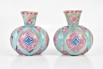 Lot 1579 - A pair of late Victorian painted opaque glass...