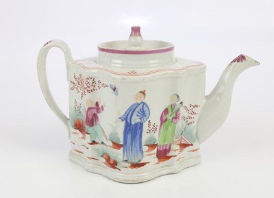 Lot 1475 - NEW HALL; a late 18th century porcelain teapot,...