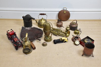 Lot 779 - A collection of brass, copper and other...