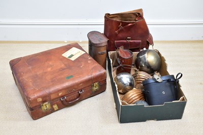 Lot 550 - NORRIS; a vintage tan leather suitcase with...