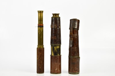 Lot 729 - A military issue lacquered brass three draw...