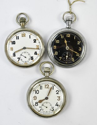 Lot 2342 - ELGIN; a military issue plated pocket watch,...