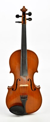 Lot 1021 - A full size German violin with one-piece back...