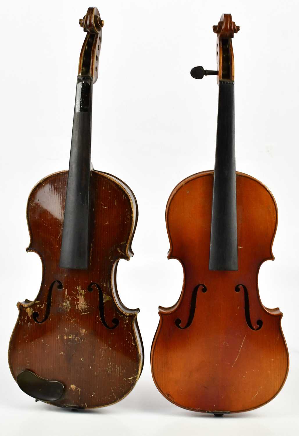 Lot 1042 - Two three-quarter size violins comprising a...