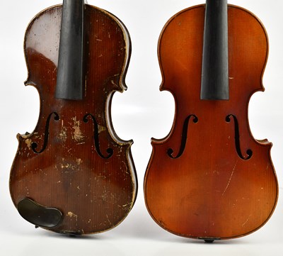 Lot 1042 - Two three-quarter size violins comprising a...