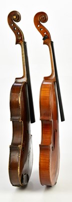 Lot 1042 - Two three-quarter size violins comprising a...