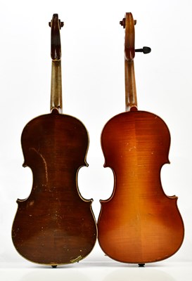 Lot 1042 - Two three-quarter size violins comprising a...