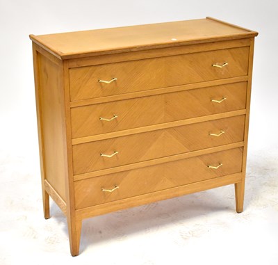 Lot 13 - A retro oak veneered four-drawer chest