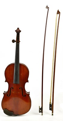 Lot 1019 - A full size German violin with two-piece back...