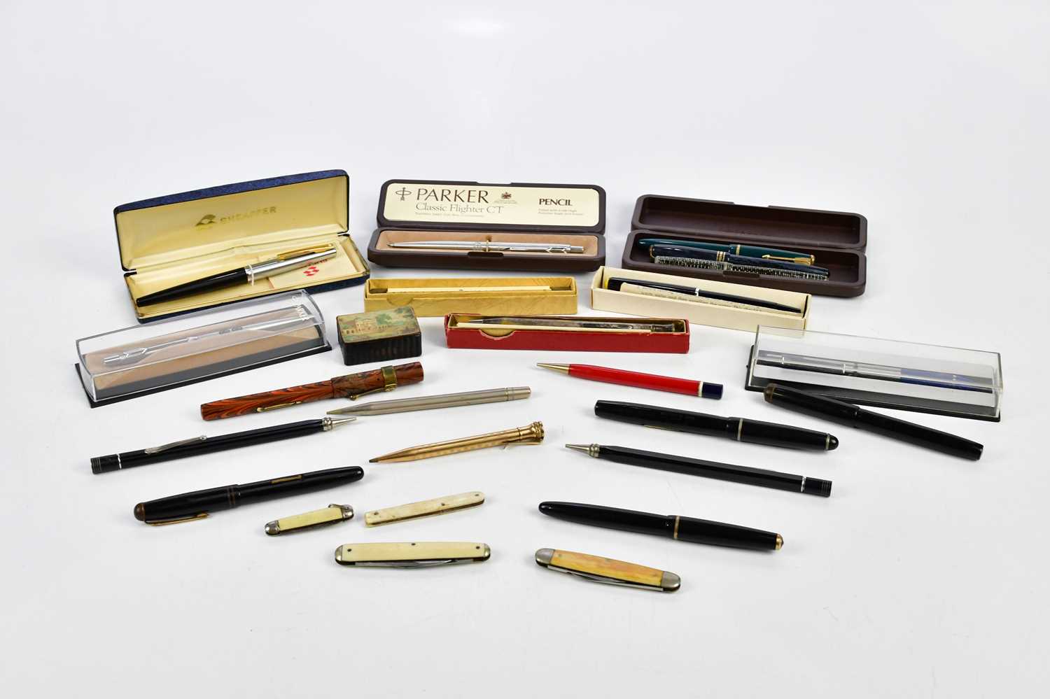Lot 693 - A collection of fountain pens and ballpoint