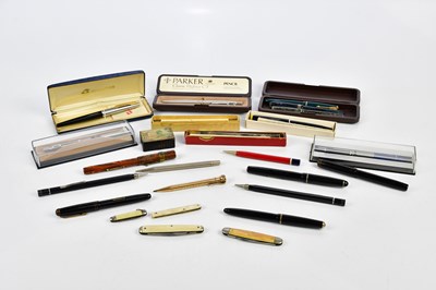 Lot 693 - A collection of fountain pens and ballpoint...