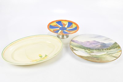 Lot 1506 - CLARICE CLIFF; a cake stand and platter,...