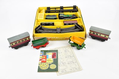 Lot 2638 - HORNBY; an O gauge clockwork train set,...