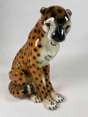 Lot 270 - An imposing decorative ceramic cheetah, height...