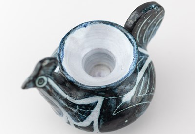 Lot 459 - PAT BIRKS; a tin glazed earthenware jug...