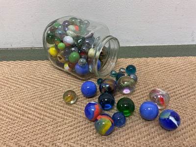 Lot 336 - A collection of marbles including some large...