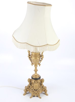 Lot 829 - A gilt metal urn table lamp, height 82cm.