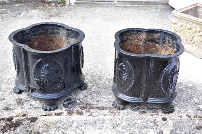 Lot 459 - A pair of cast iron planters, both raised on...