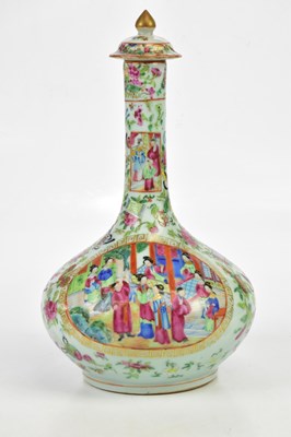 Lot 1206 - A late 19th century Canton bottle vase and...