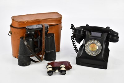 Lot 548 - A vintage telephone and a cased pair of 7 x 50...