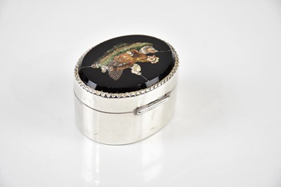 Lot 2218 - A Continental white metal pill box, the lid...