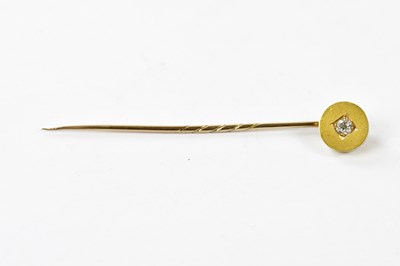 Lot 2522 - A Victorian yellow metal diamond set stick pin,...