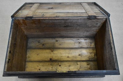 Lot 44 - A black painted pine chest, inscribed with...