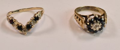 Lot 460 - Two 9ct yellow gold dress rings, one of...