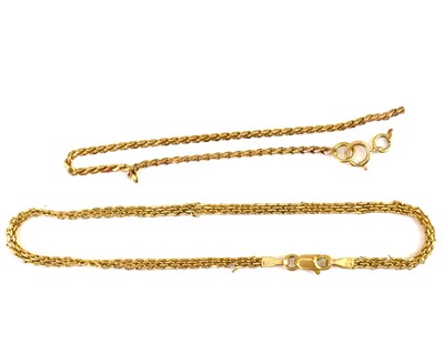 Lot 1054 - Two 9ct gold bracelets, combined approx. 4.6g...