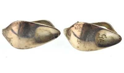 Lot 1107 - GEORG JENSEN; a pair of 128B leaf clip-on...
