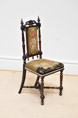 Lot 144 - A Victorian rosewood hall chair with tapestry...