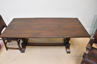 Lot 50 - A late 19th century oak refectory table,...