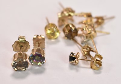 Lot 481 - A group of 14ct yellow gold single studs and...