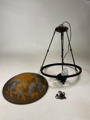 Lot 250 - Art Nouveau Tiffany style ceiling light with...