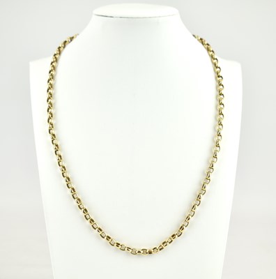Lot 1081 - A 9ct gold belcher link necklace with lobster...