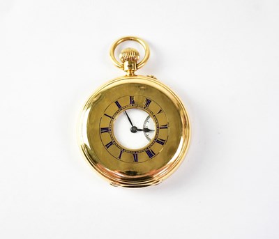Lot 1162 - RUSSELLS LTD; an 18ct gold half hunter crown...