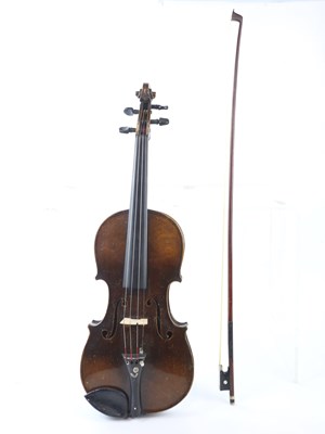 Lot 1002 - A German violin with a 36cm two piece back and...