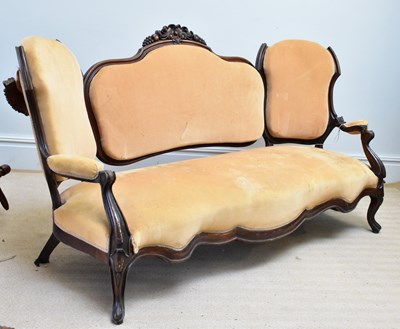 Lot 189 - A Victorian walnut framed three seater sofa,...