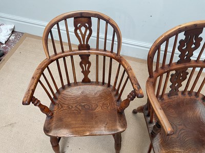 Lot 27 - A near pair of 19th century elm and yew wood...