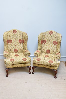 Lot 191 - A pair of 19th century large wingback...