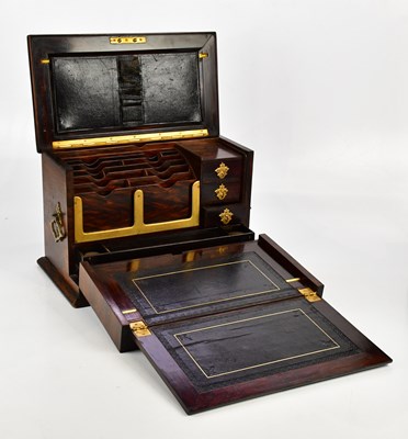 Lot 475 - A 19th century brass bound rosewood stationery...