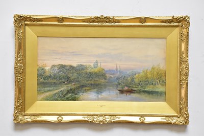 Lot 725 - CORNELIUS PEARSON; watercolour, river scene,...