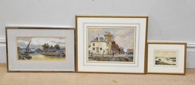 Lot 737 - S A HARDING; watercolour, coastal village...