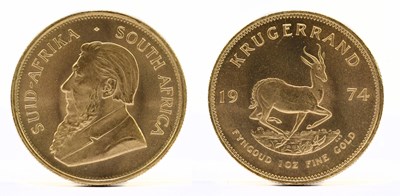 Lot 1882 - A 1974 full krugerrand, 1oz of fine gold.