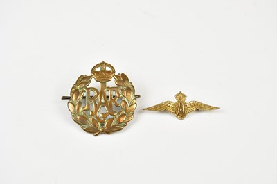 Lot 1205 - A 9ct gold plated RAF sweetheart brooch and an...