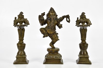 Lot 1300 - A bronze figure of Ganesh, together with a...