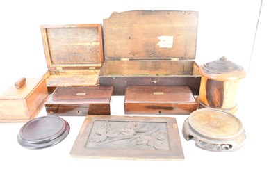 Lot 395 - Various antique and vintage wooden boxes and...
