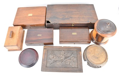 Lot 395 - Various antique and vintage wooden boxes and...