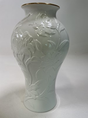 Lot 38 - WATERFORD CERAMICS; a white Lotus Vase and...