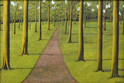 Lot 1221 - JAMES LLOYD; gouache and watercolour, forest...